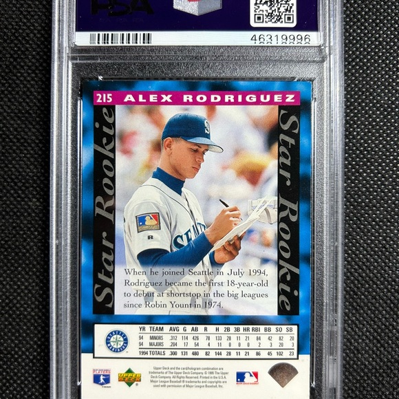 1995 Upper Deck Alex Rodriguez #215 - PSA 8 NM-MINT Seattle Mariners NY Yankees - Picture 2 of 2